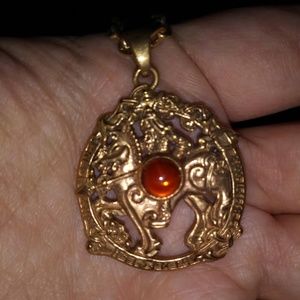 Bronze Paul Borda Odin Amber Pendant